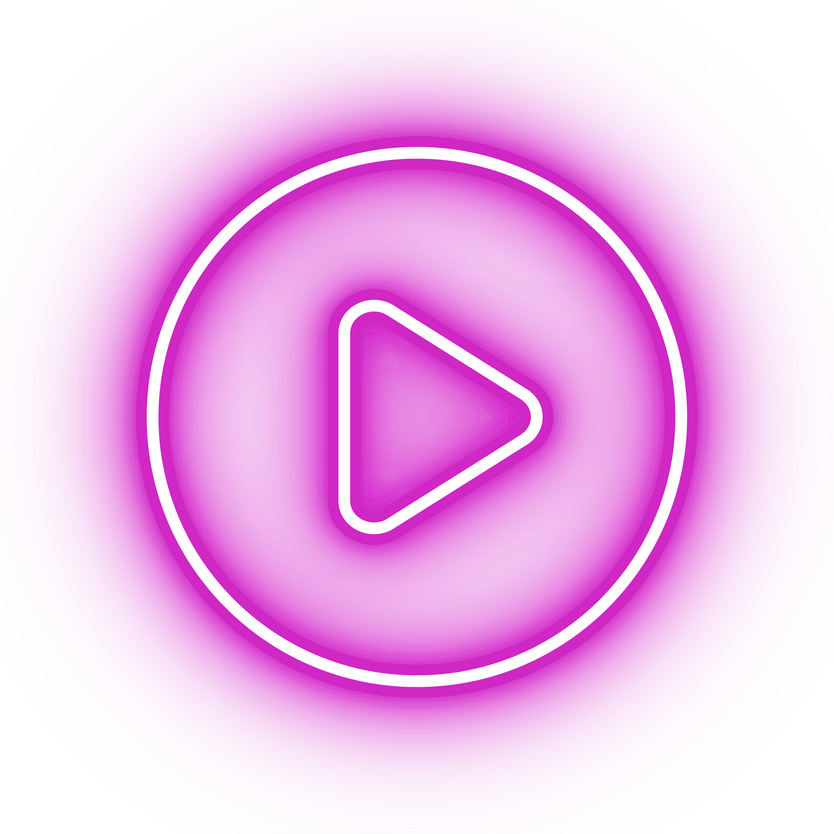 Neon pink play button icon